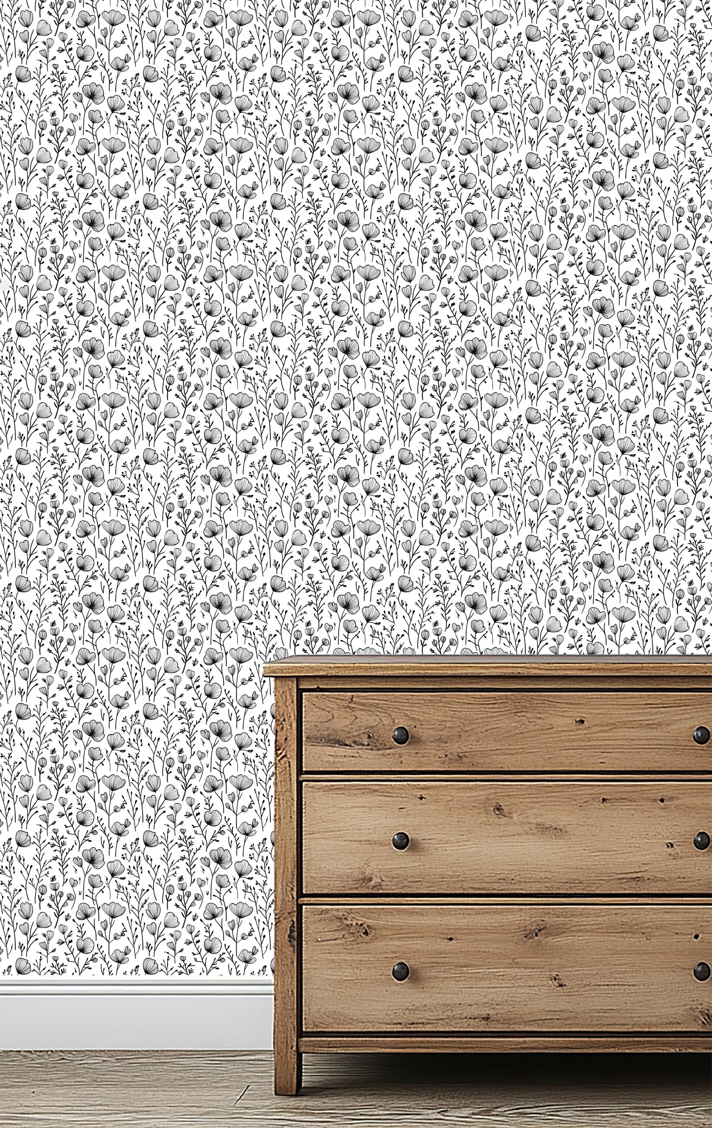 Meadow Sketch Floral Wallpaper