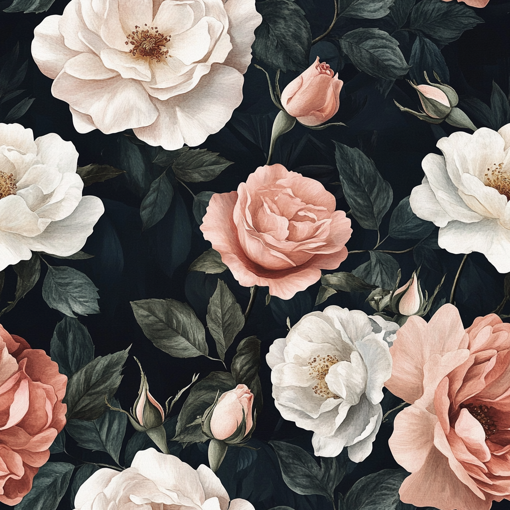 Muted Lush Rose Wallpaper