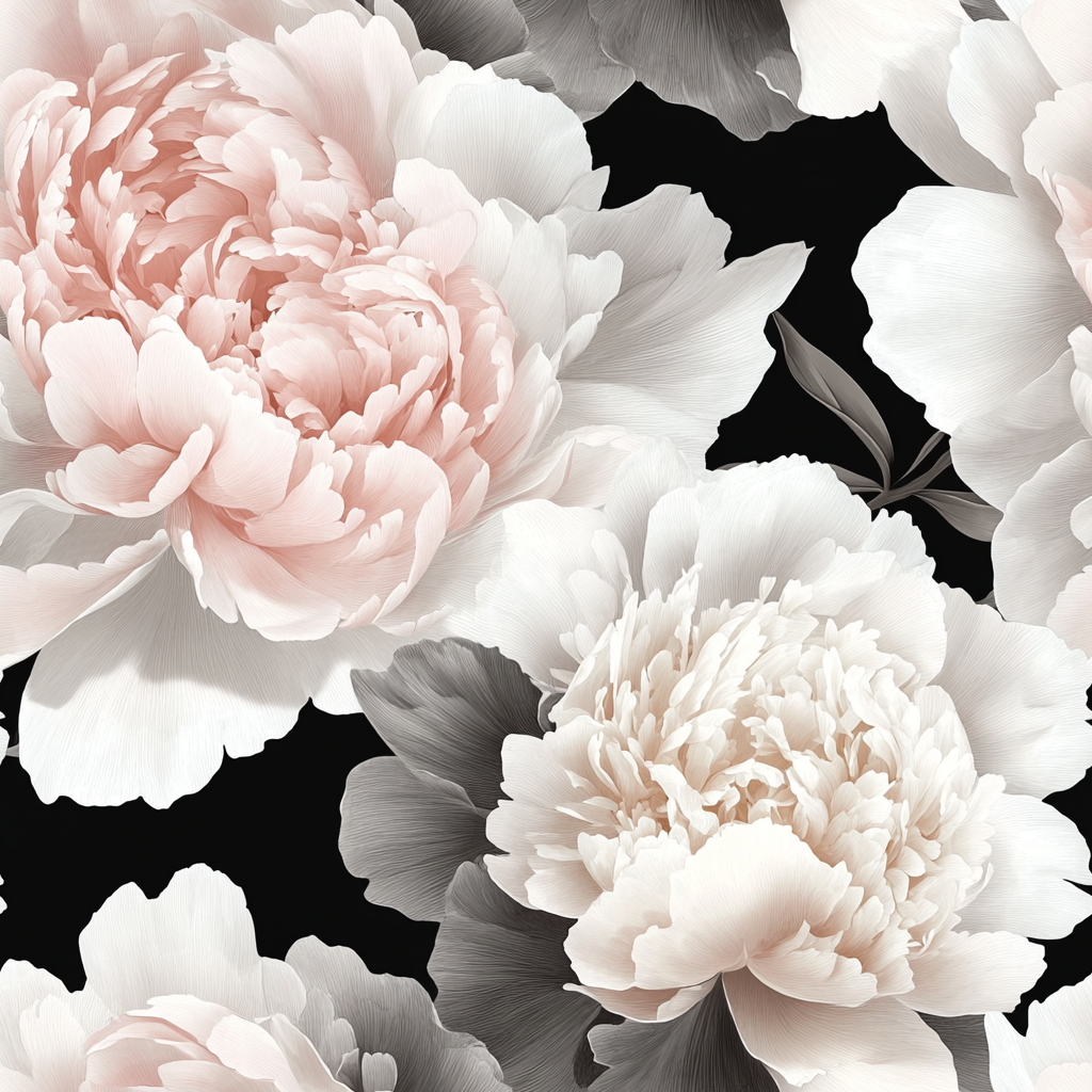 Close-up of pink and white flowers with a black background